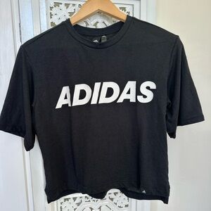 Adidas Cropped Logo Tee Black Women’s XS Tiro Training Athleisure Top NWT